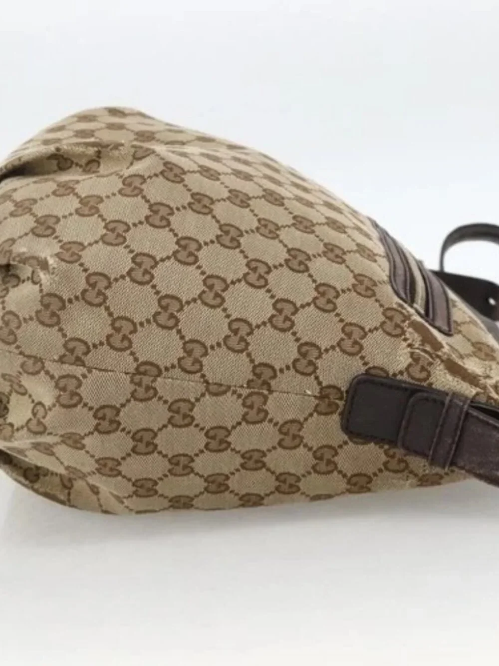 GUCCI GG Canvas Shoulder Bag Outlet Beige Silver 388930 Auth BA11771